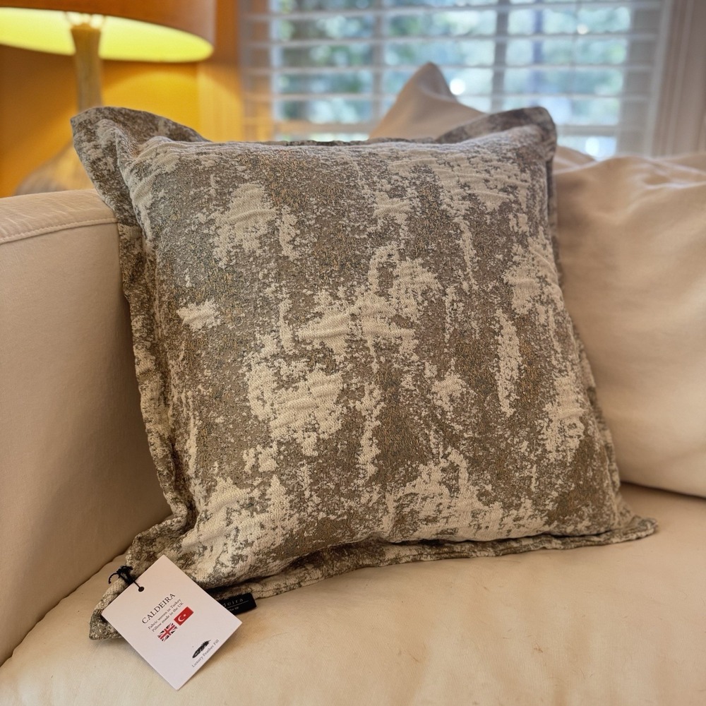 Caldeira Luxury Feather Fill Decorative Pillow Abstract Metallic Woven UK Made‎